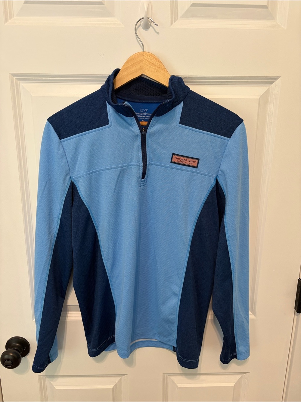 Vineyard Vines Light Blue and Navy Kids Quarter-Zip Pullover